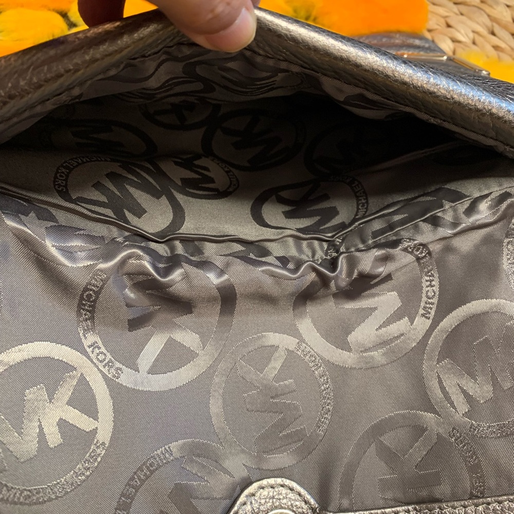 Michael Kors  Metallic Grey/Silver Leather Clutch - Picture 9 of 12